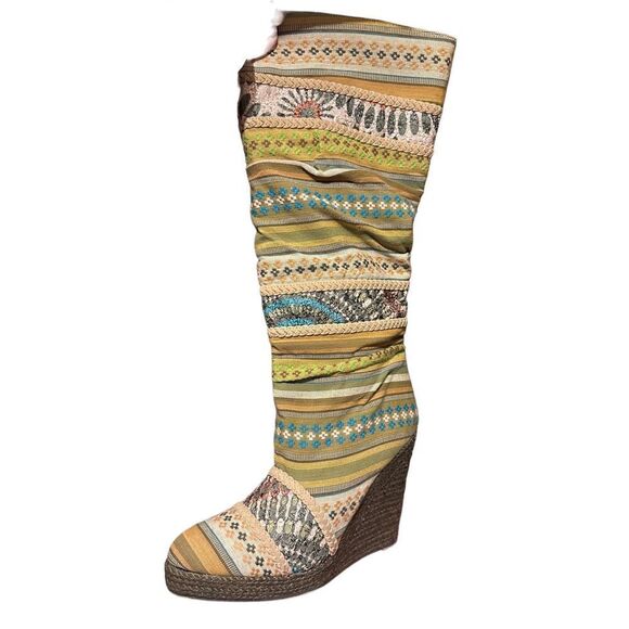 Michael Antonio multicolor tapestry wedge boot size 9.5 - Picture 5 of 15